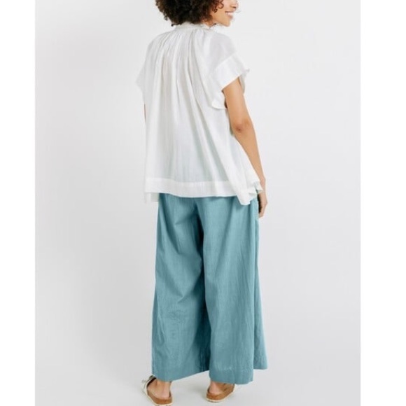 MIRTH Kerala Short Sleeved Blouse Button Down White Pinstripe XSMALL NEW NWT - Picture 13 of 14